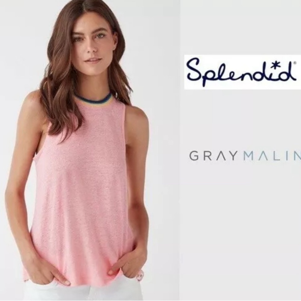 Splendid X‎ Gray Malin XS Pink Tank Top T-shirt 100% Linen